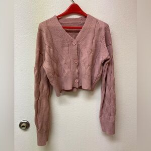 DAZY Dusty Rose Cable Knit Cardigan (S)